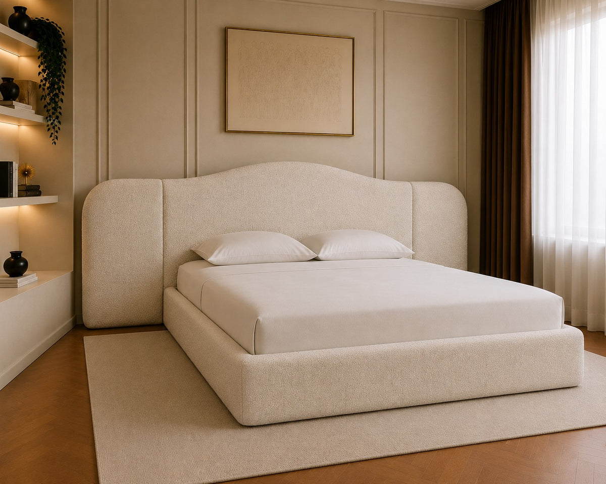 Siracusa Extended Curved Wraparound Headboard Upholstered Bed Frame
