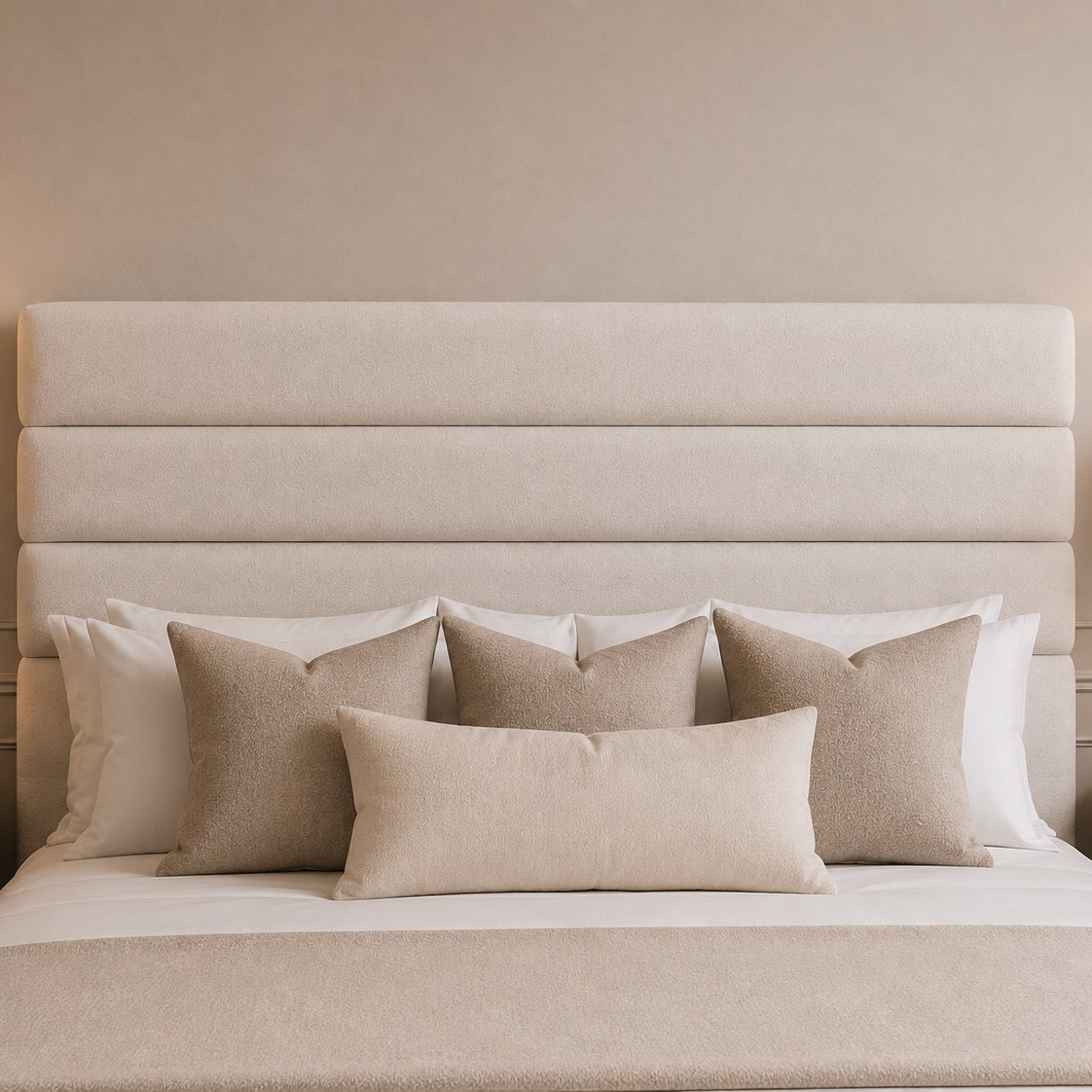 Sorrento Horizontal Panelled Tall Headboard Upholstered Bed Frame