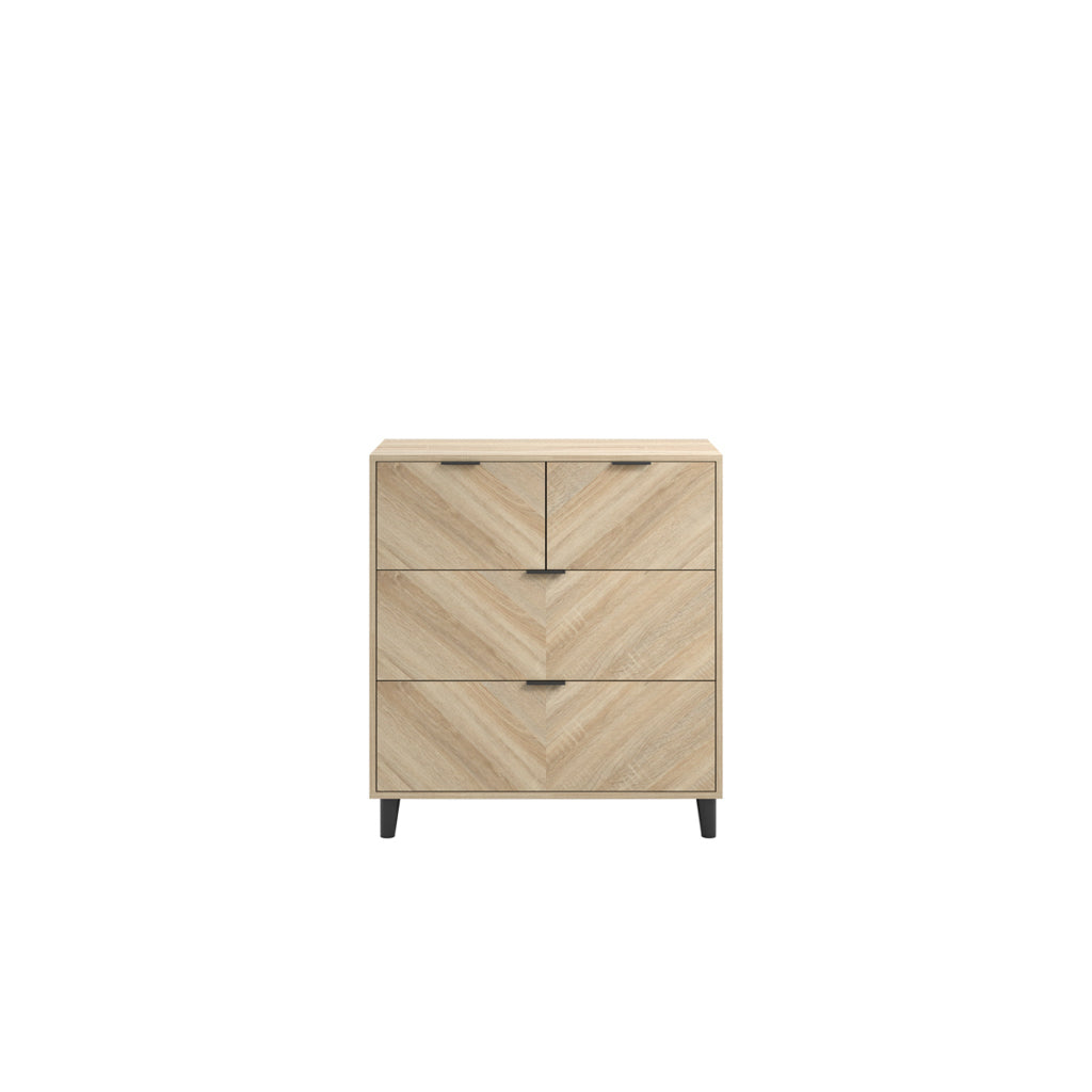 Stockholm Chevron Chest of Drawers – 4Drawer Wooden Storage Unit