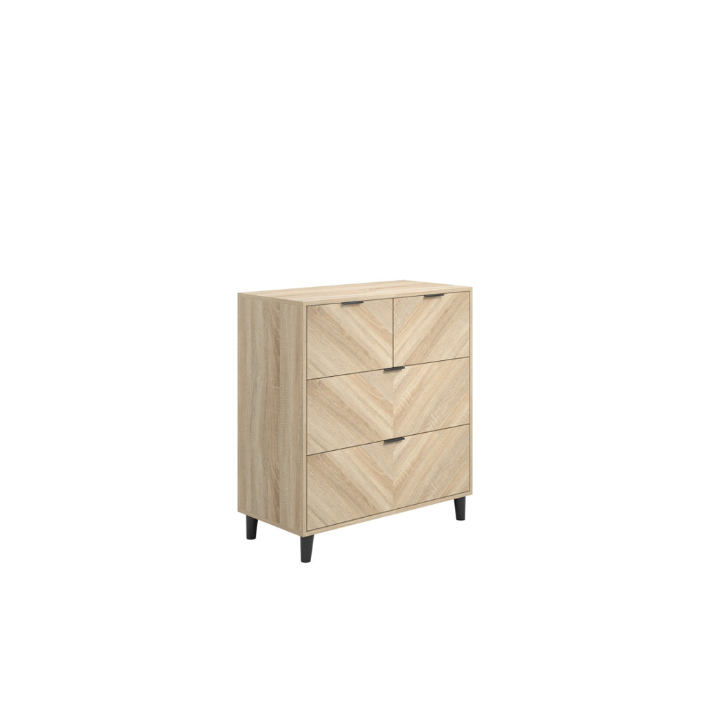 Stockholm Chevron Chest of Drawers – 4Drawer Wooden Storage Unit