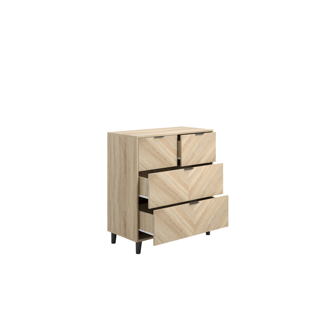 Stockholm Chevron Chest of Drawers – 4Drawer Wooden Storage Unit