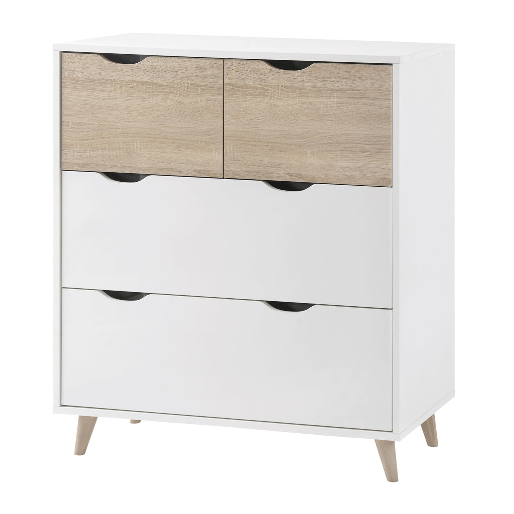 Stockholm Chevron Chest of Drawers – 4Drawer Wooden Storage Unit