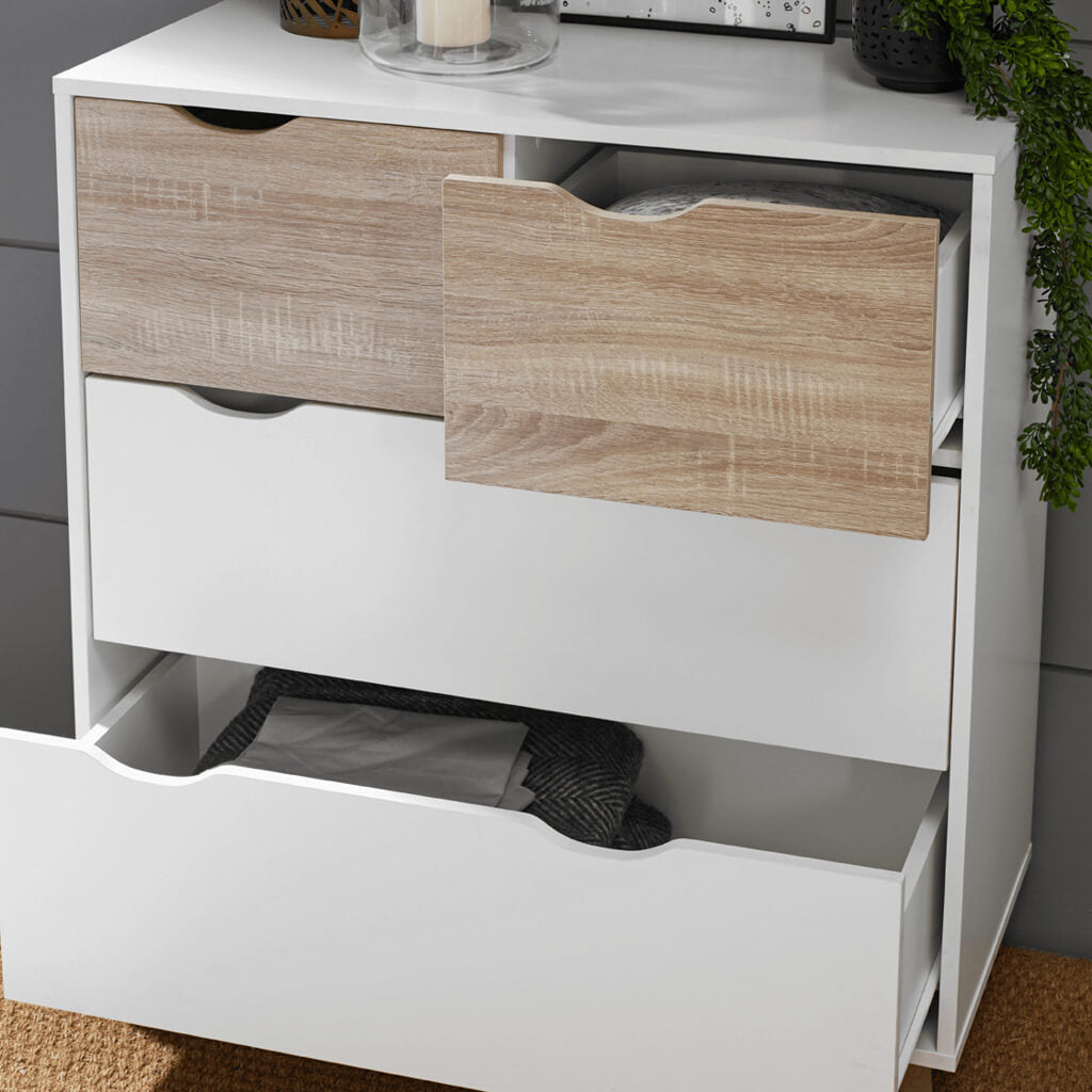 Stockholm Chevron Chest of Drawers – 4Drawer Wooden Storage Unit