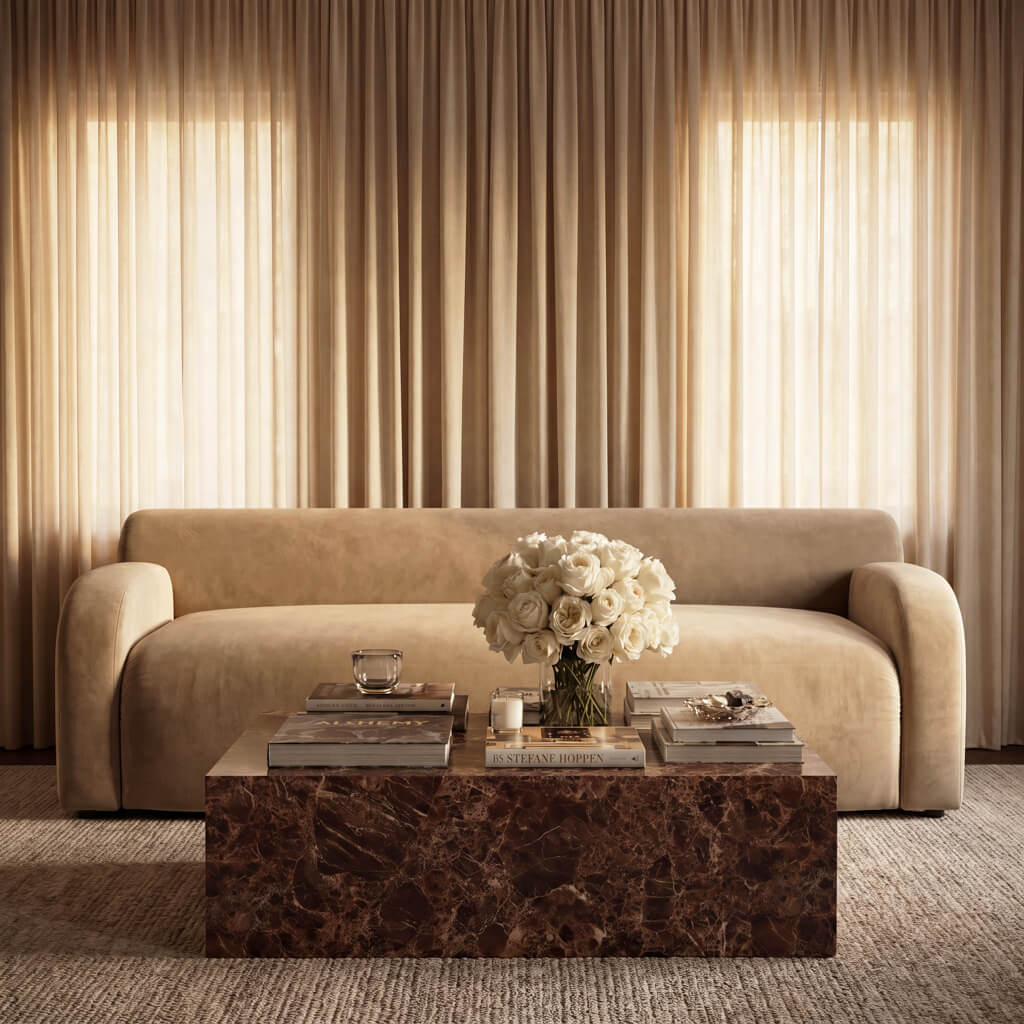Sur Brown Emperador Coffee Table – Contemporary Marble-Effect Table