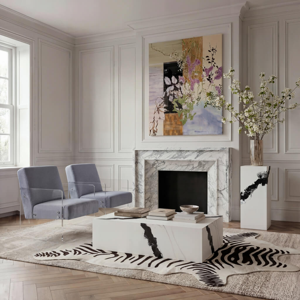 Sur Panda Coffee Table – Contemporary Marble-Effect Living Room Table