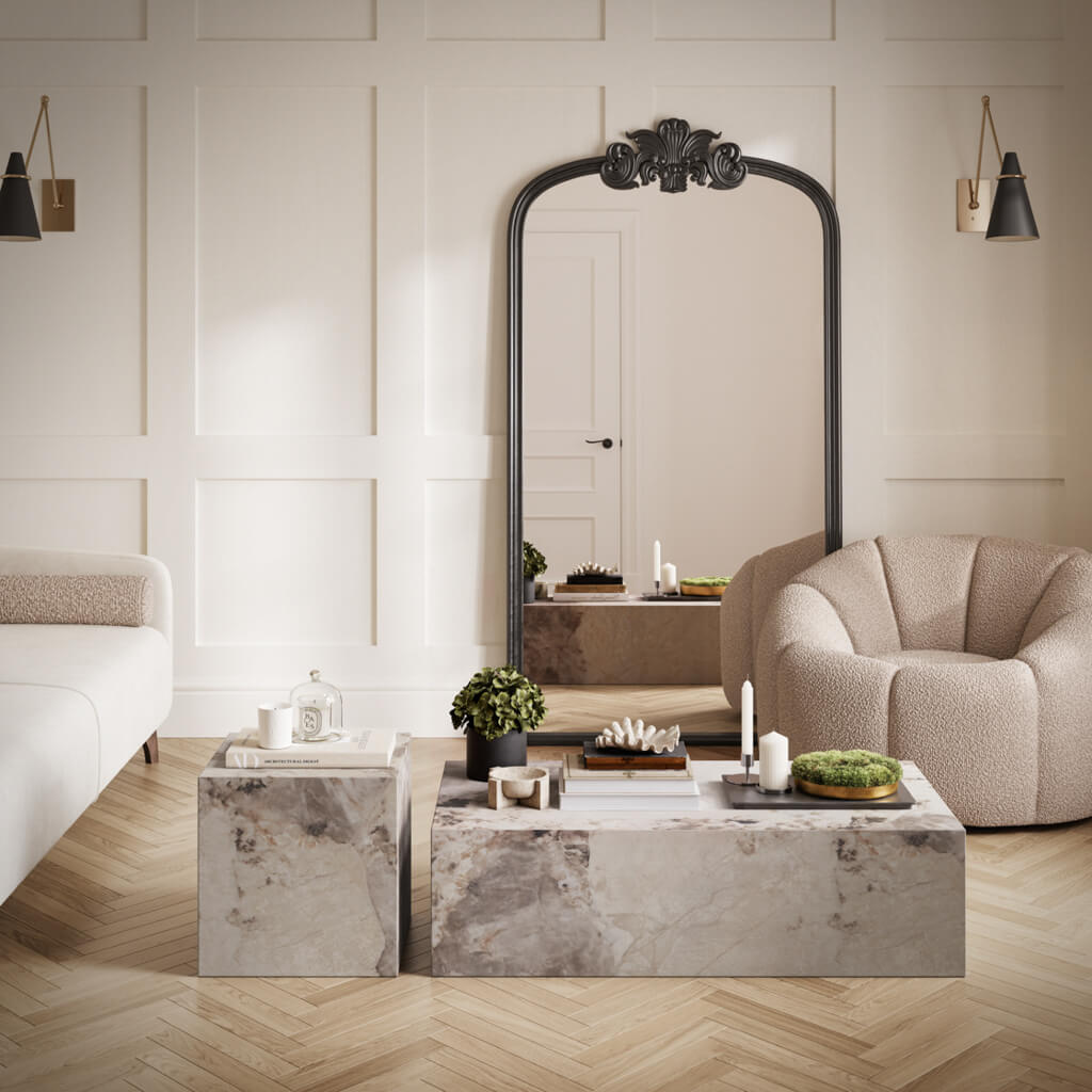Sur Pandora Coffee Table – Contemporary Marble-Effect Living Room Table