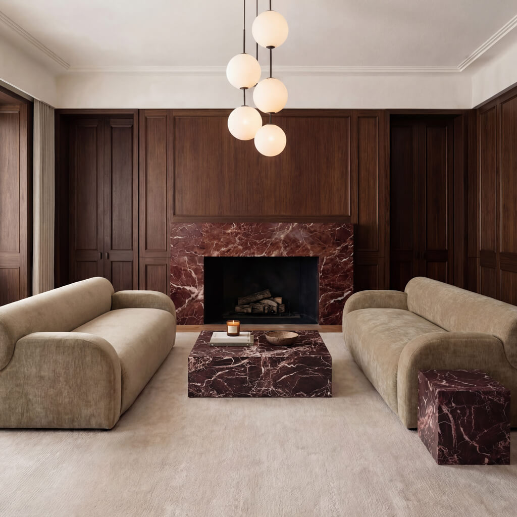Sur Rosso Levanto Coffee Table – Contemporary Marble-Effect Table