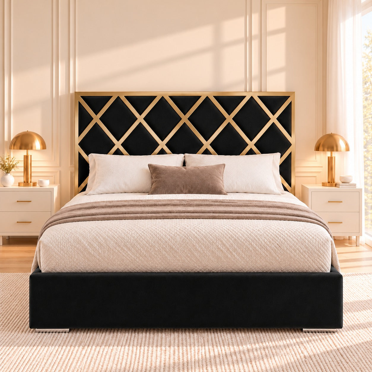 Tammy Upholstered Soft Velvet Metal Bed Frame