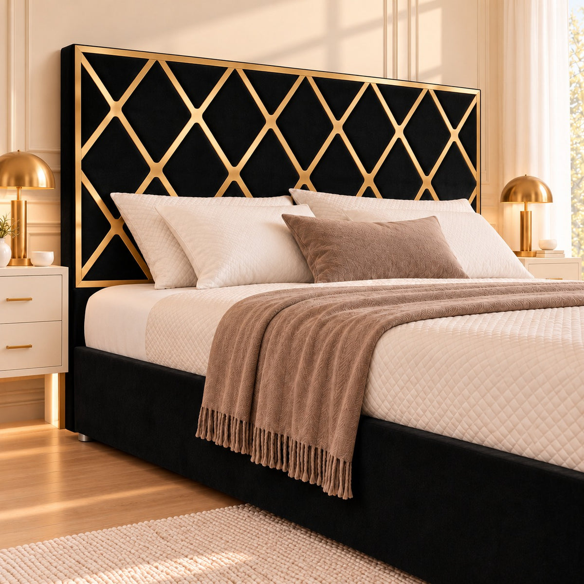 Tammy Upholstered Soft Velvet Metal Bed Frame