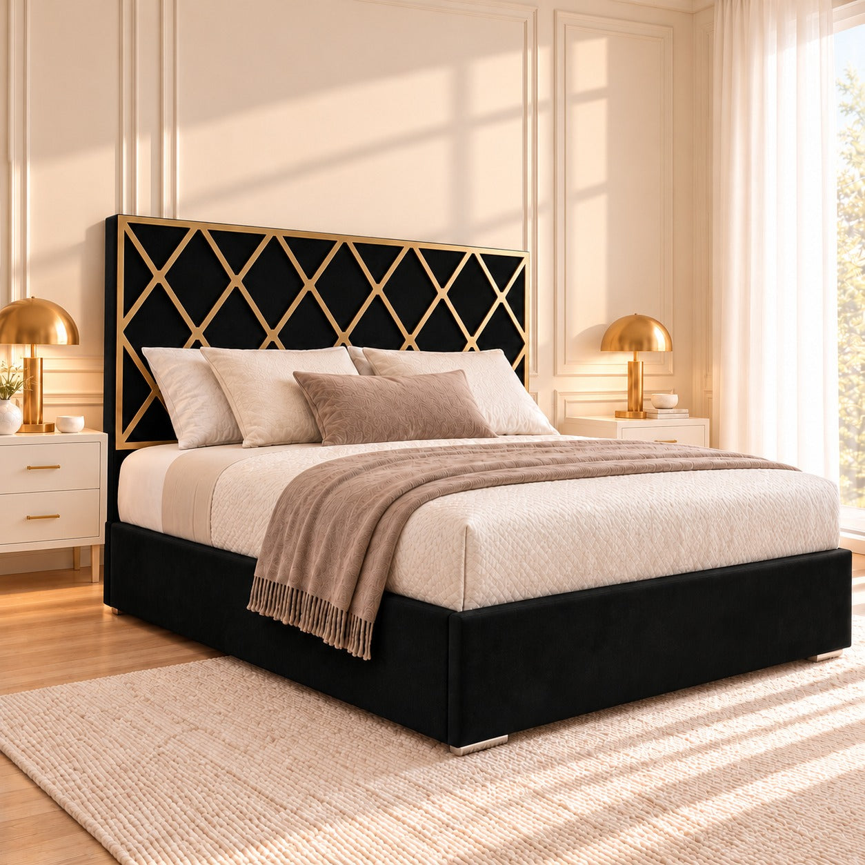 Tammy Upholstered Soft Velvet Metal Bed Frame