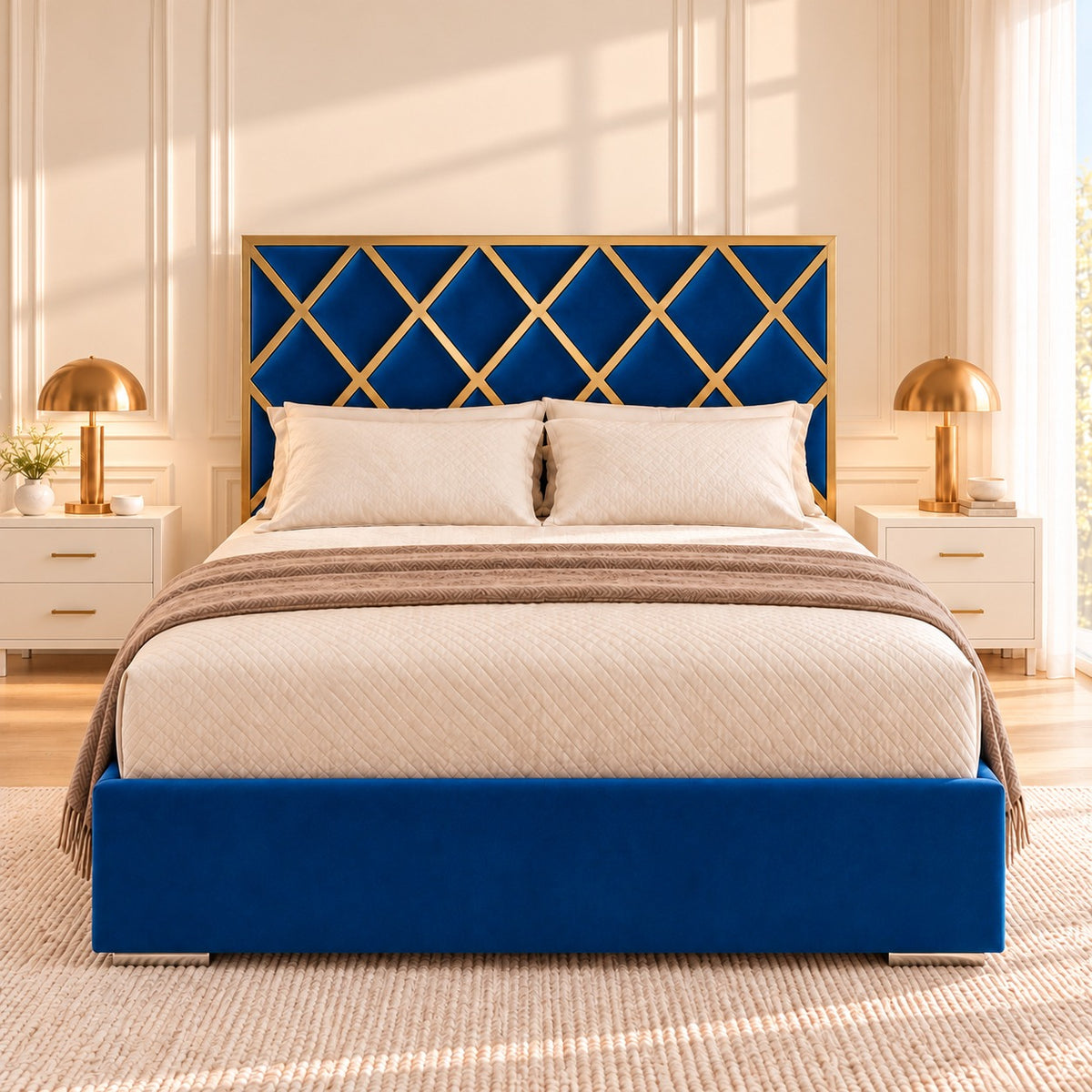 Tammy Upholstered Soft Velvet Metal Bed Frame