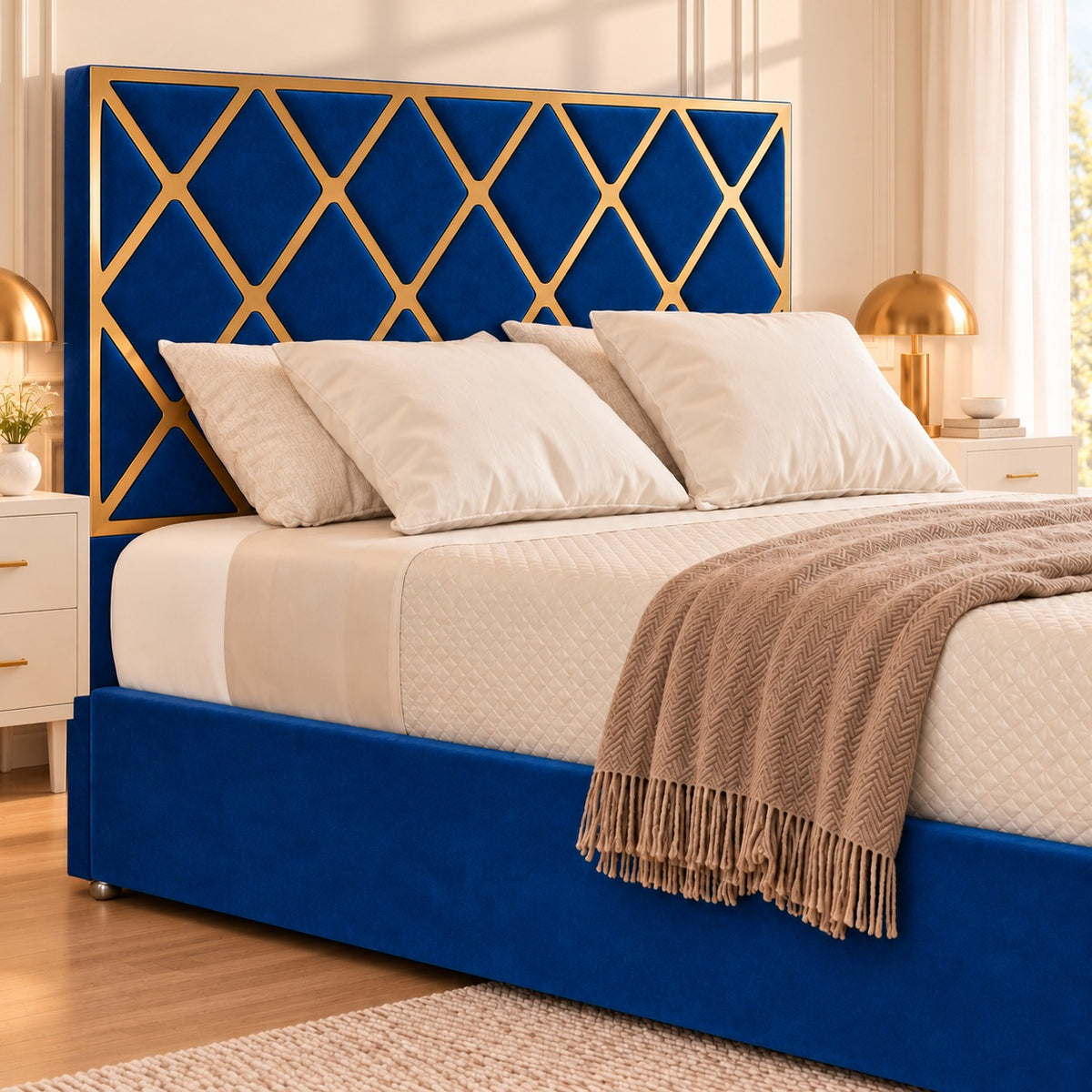 Tammy Upholstered Soft Velvet Metal Bed Frame
