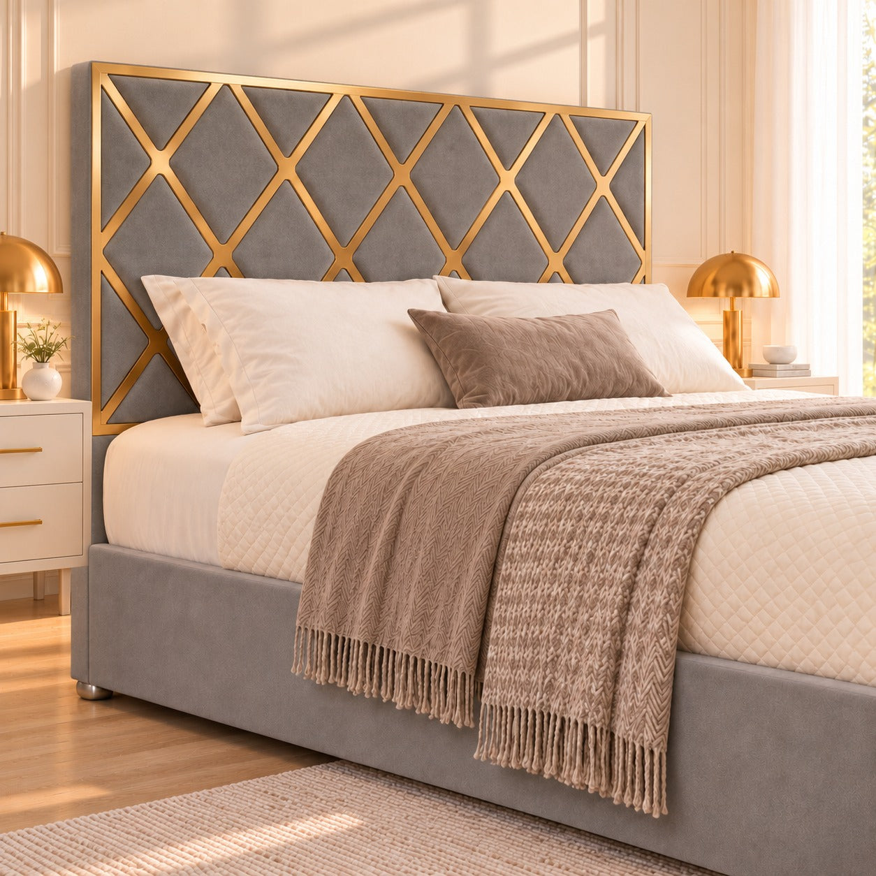Tammy Upholstered Soft Velvet Metal Bed Frame