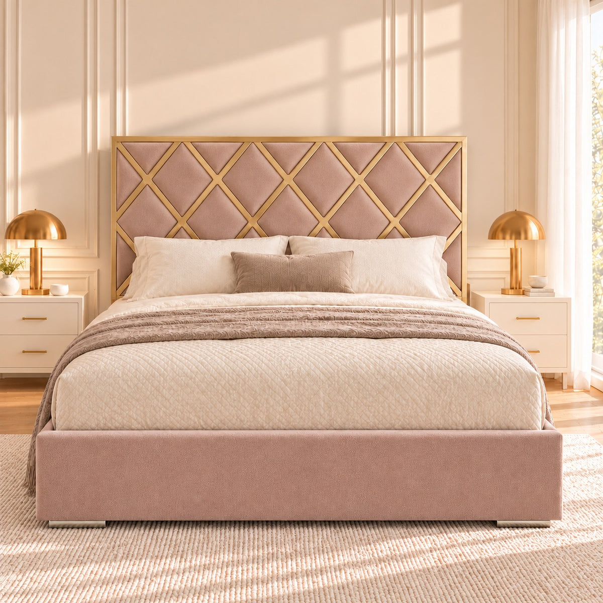 Tammy Upholstered Soft Velvet Metal Bed Frame