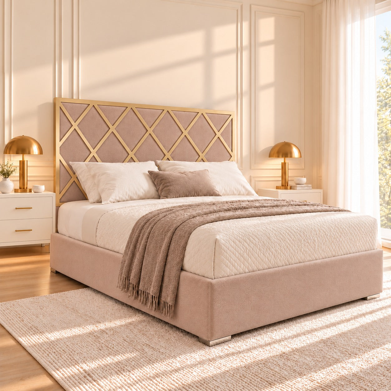Tammy Upholstered Soft Velvet Metal Bed Frame