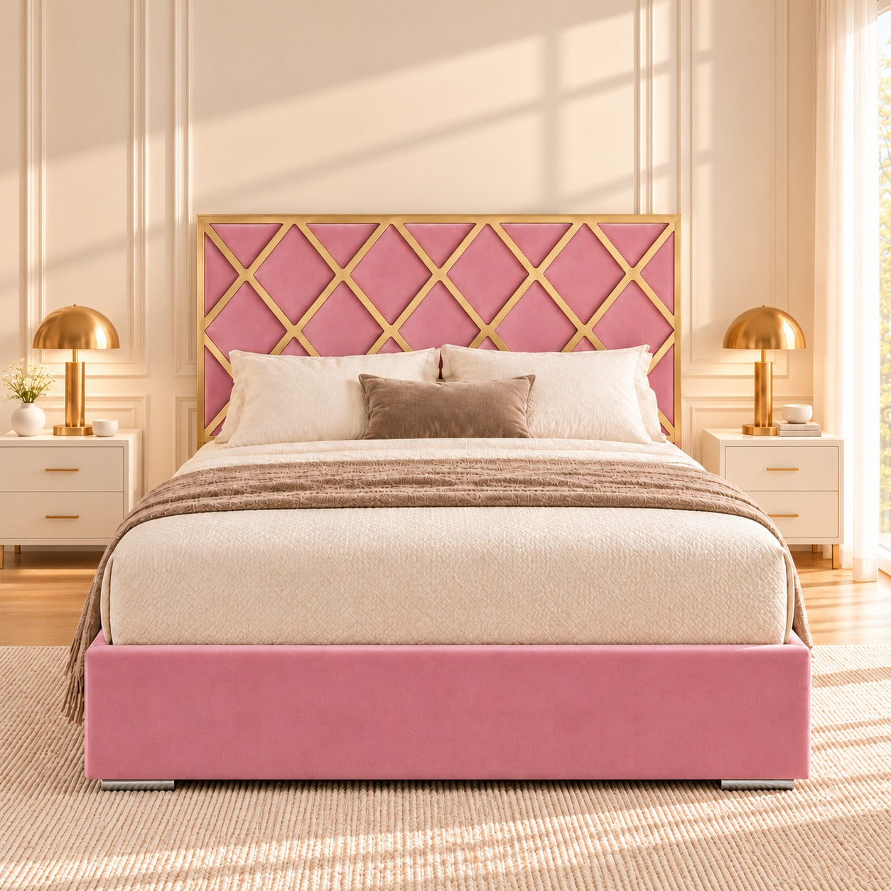Tammy Upholstered Soft Velvet Metal Bed Frame