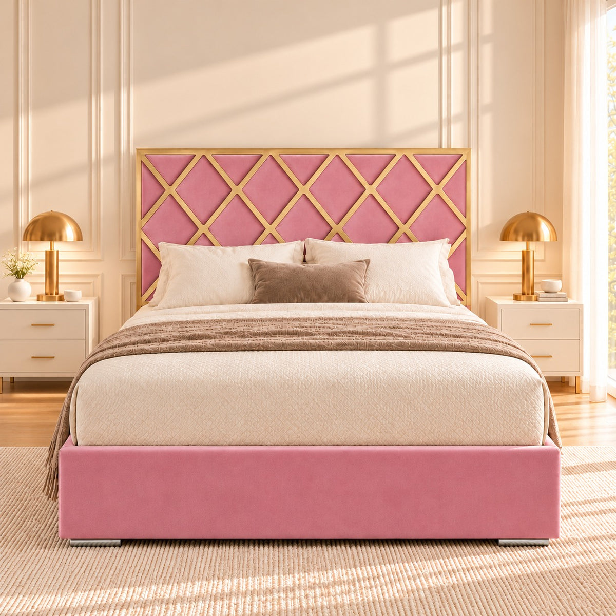 Tammy Upholstered Soft Velvet Metal Bed Frame