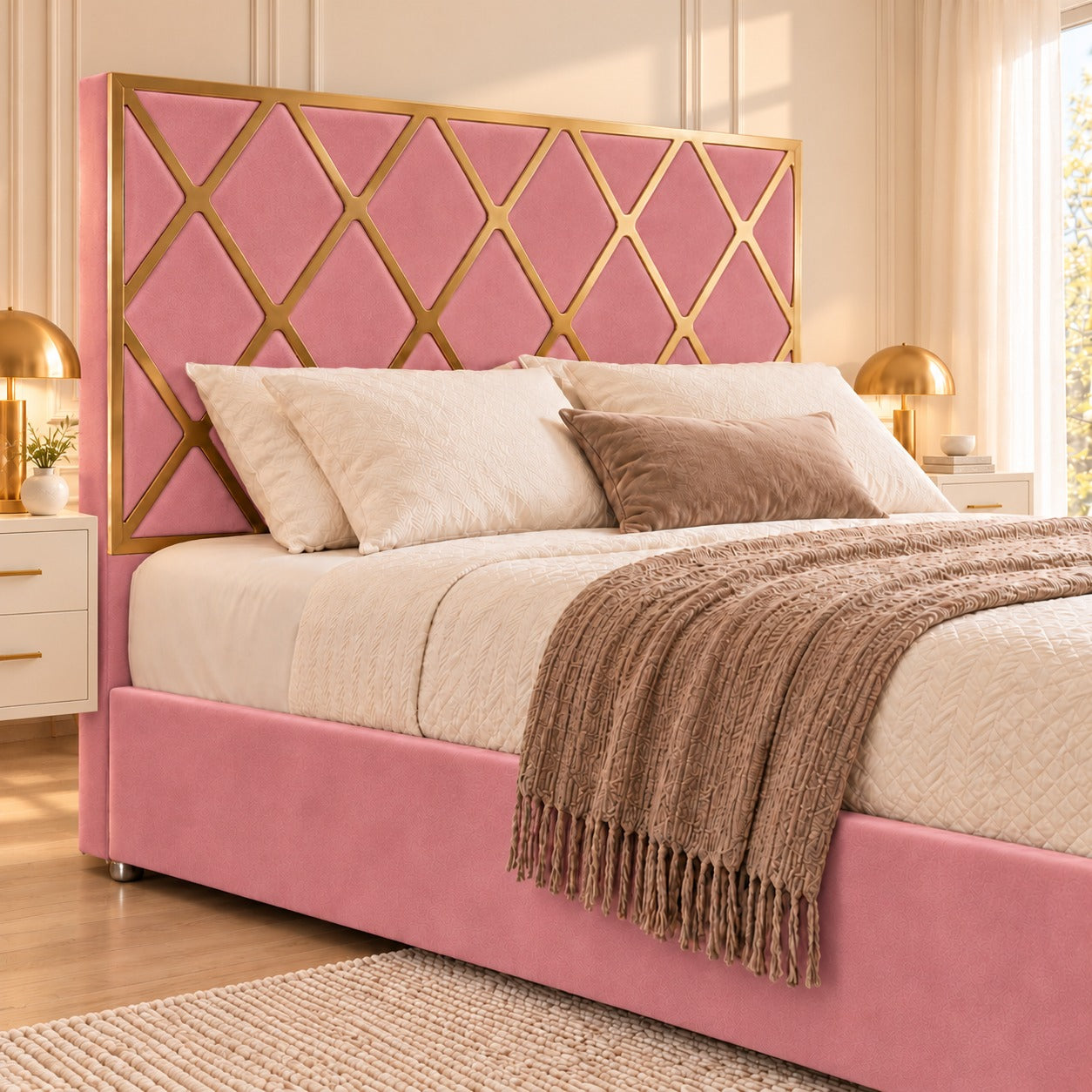Tammy Upholstered Soft Velvet Metal Bed Frame