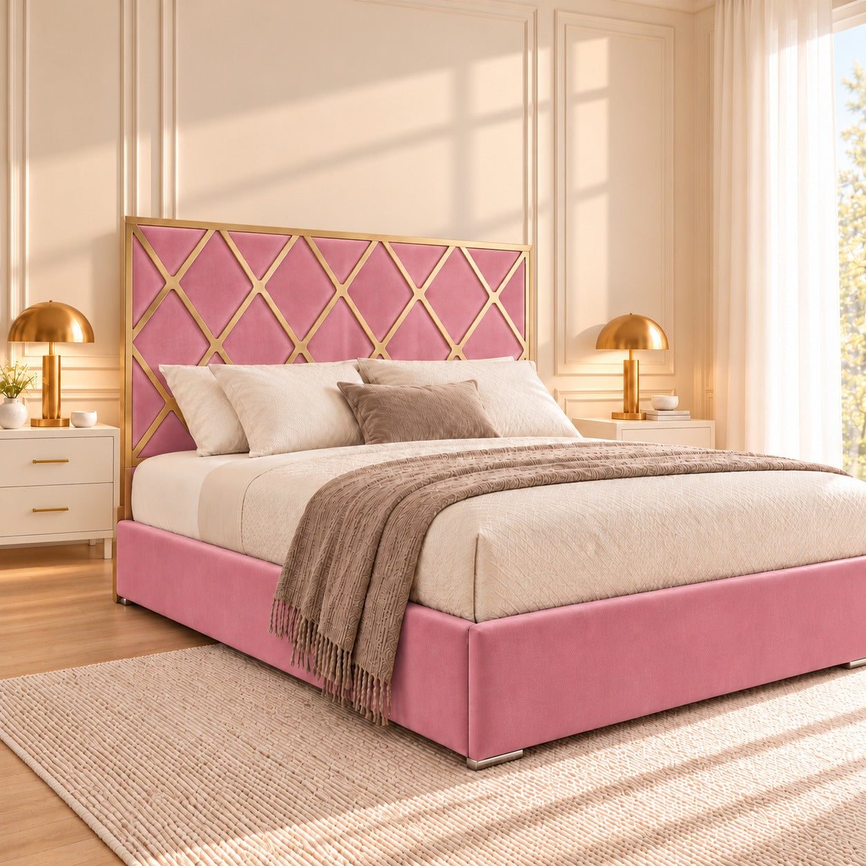 Tammy Upholstered Soft Velvet Metal Bed Frame
