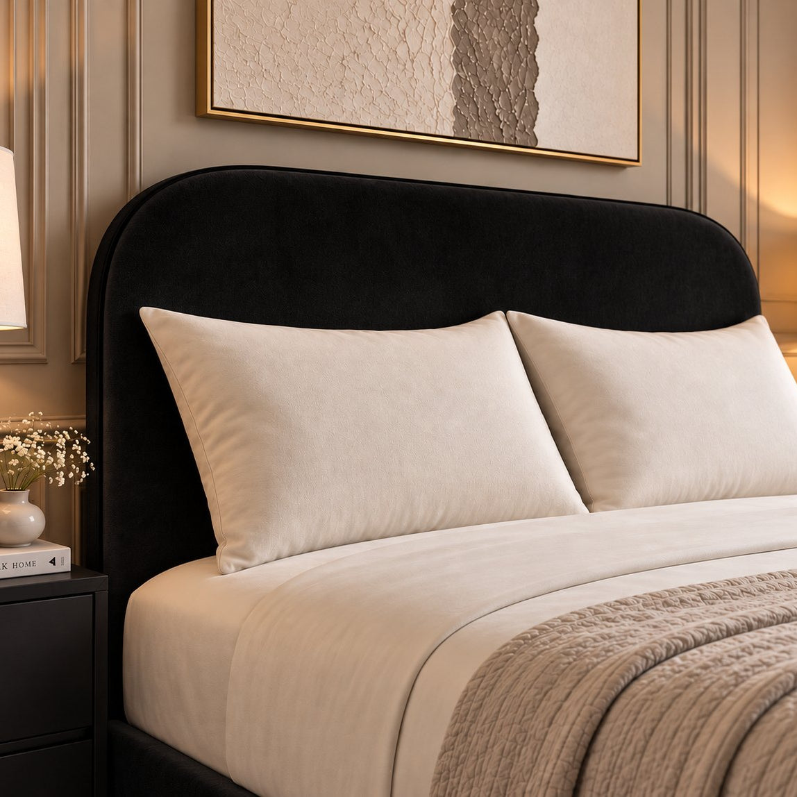 Tellaro bed in black, headboard close-up