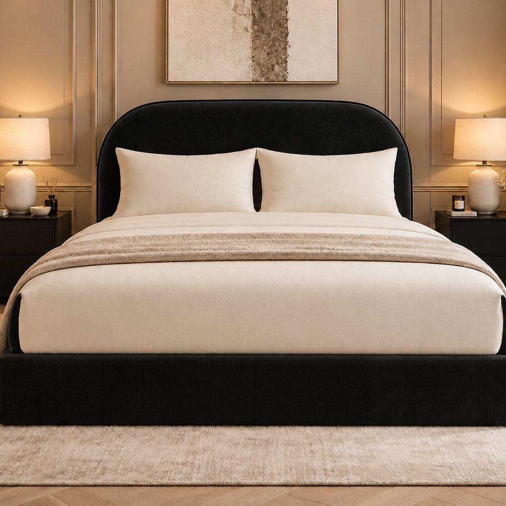 Tellaro bed in black, front view