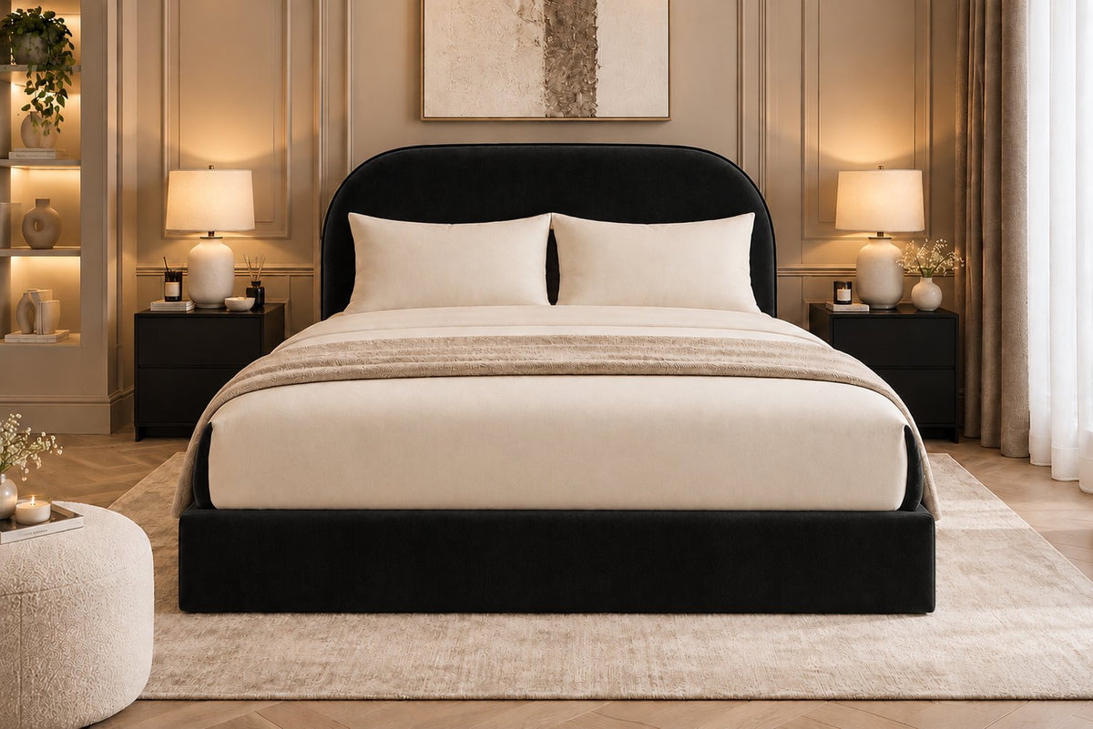 Tellaro bed in black, front view