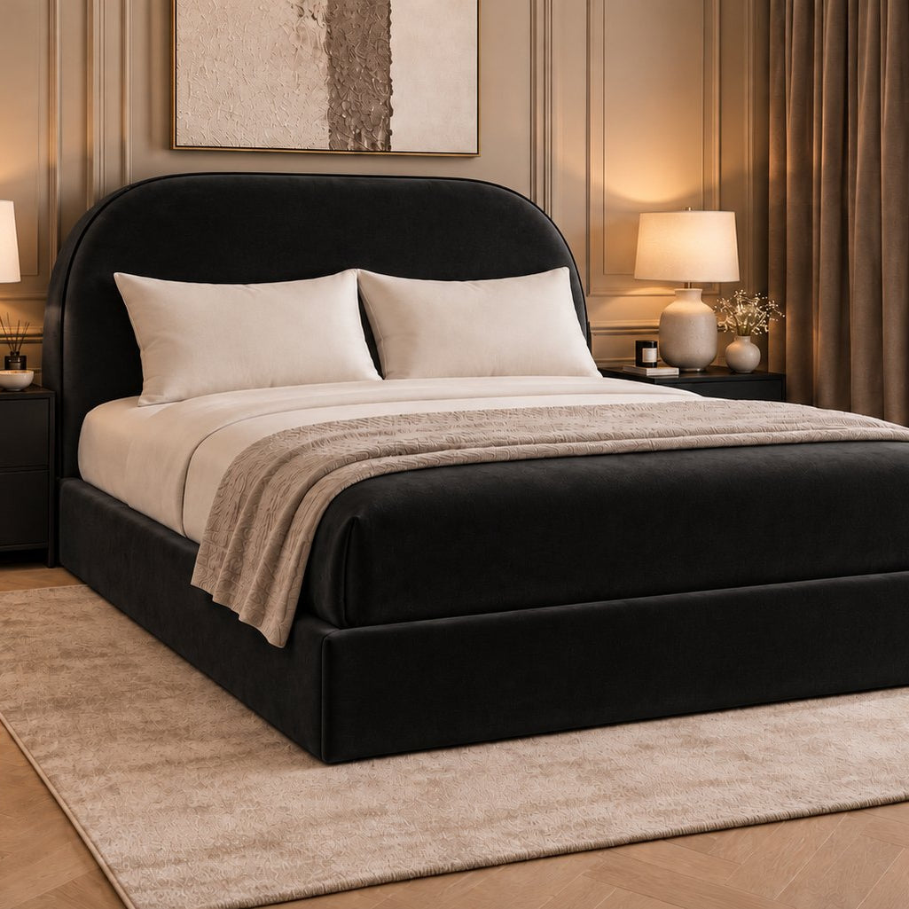Tellaro bed in black, side view