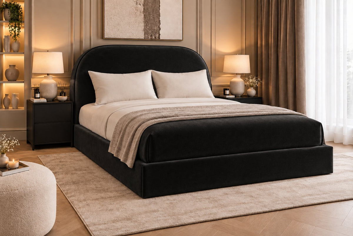 Tellaro bed in black, side view