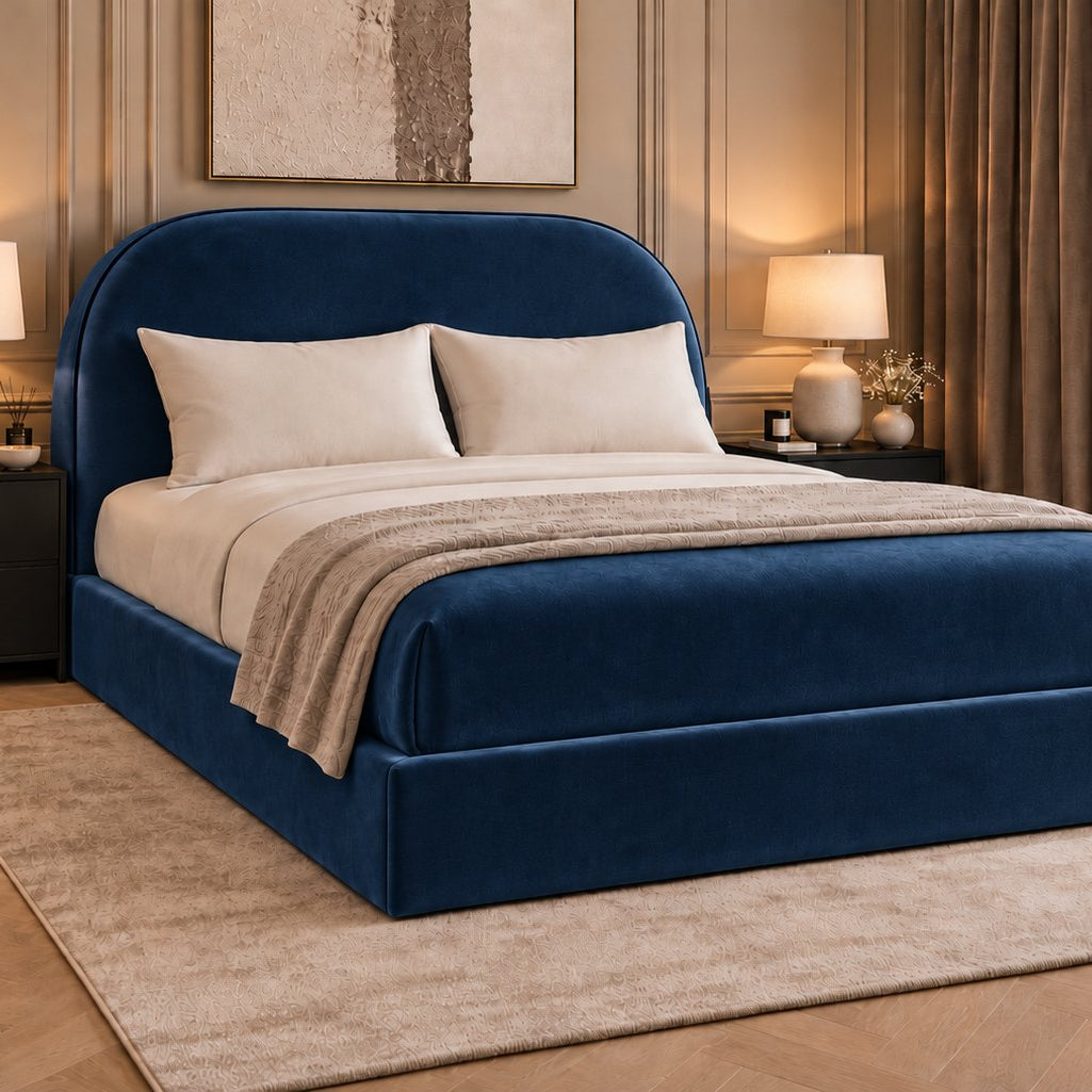 Tellaro bed in blue, side view
