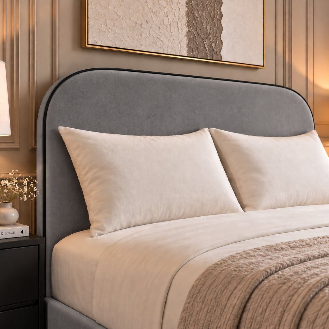 Tellaro bed in grey, headboard close-up