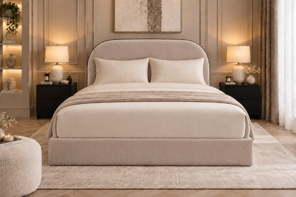 Tellaro bed in pebble, front view