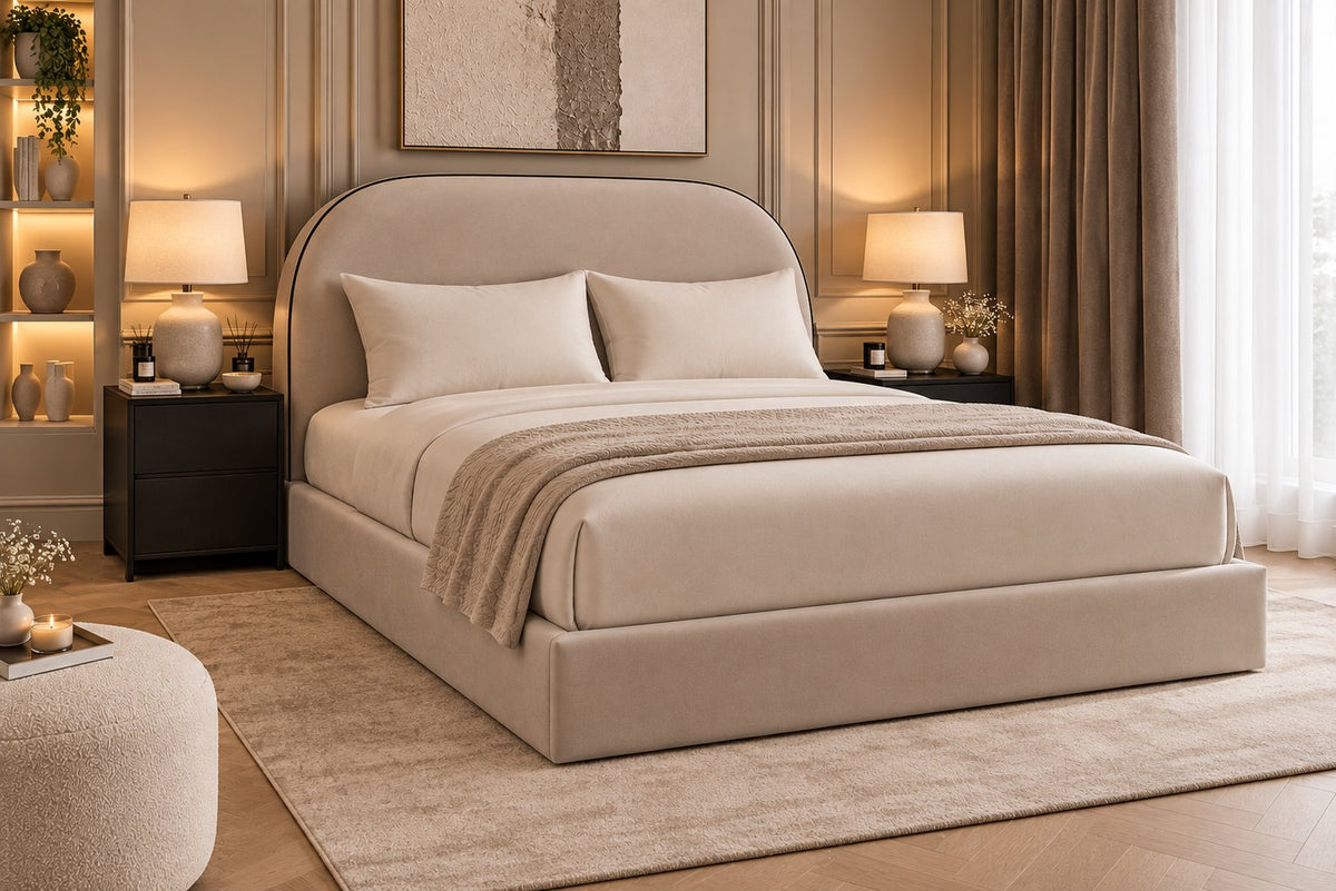 Tellaro bed in pebble, side view