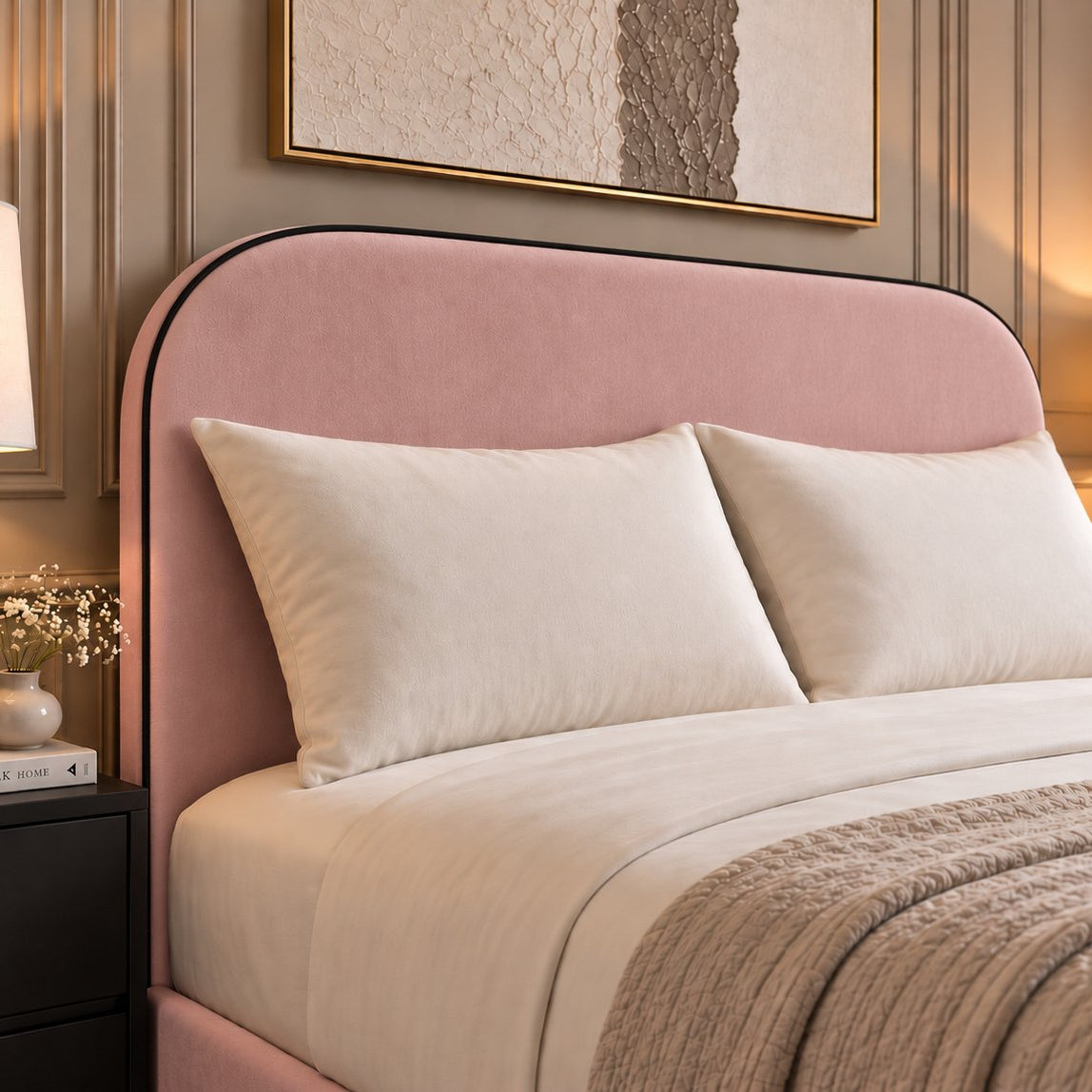 Tellaro bed in pink, headboard close-up