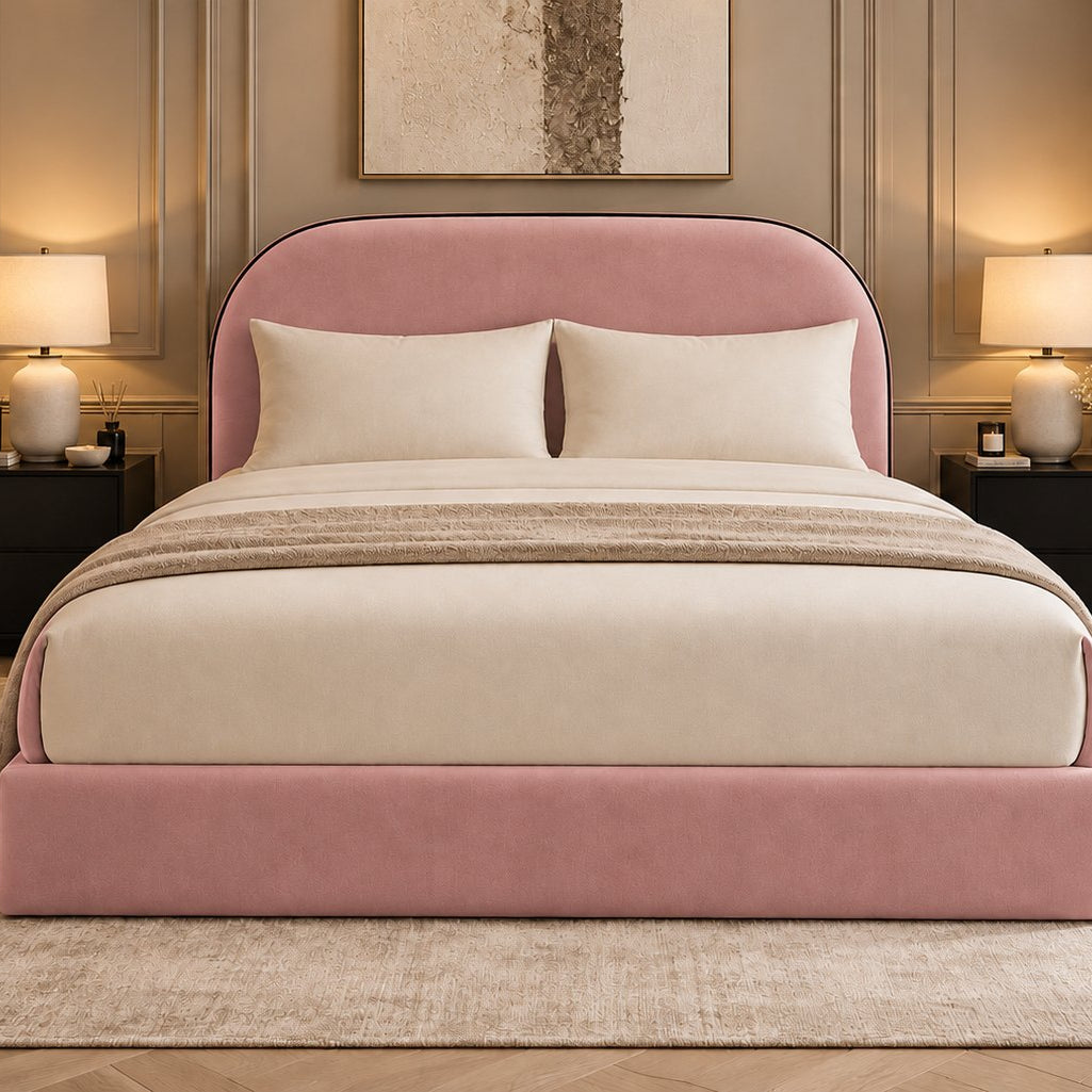 Tellaro bed in pink, front view