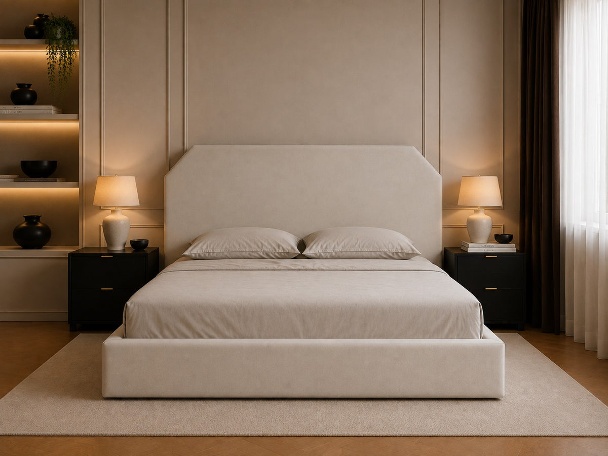 Treviso Angled Corner Headboard Upholstered Bed Frame