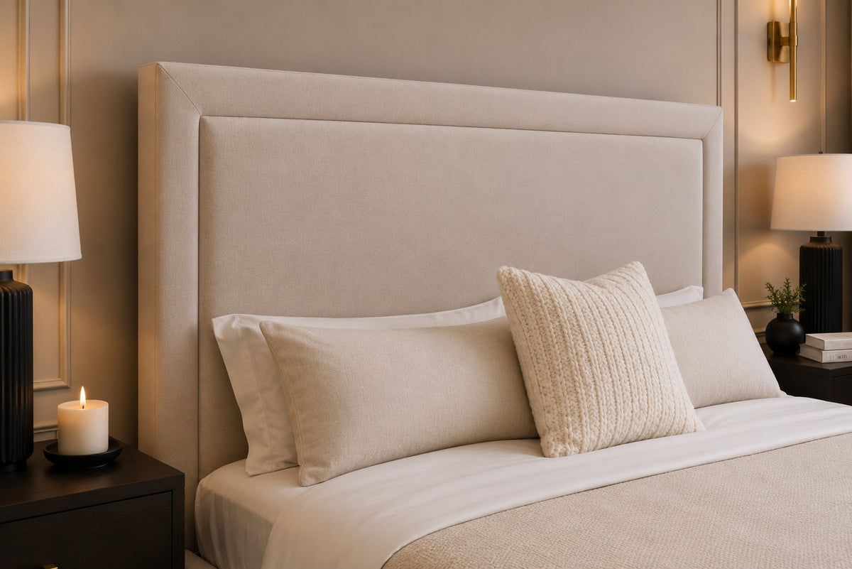 Trieste Framed Border Tall Headboard Upholstered Bed Frame