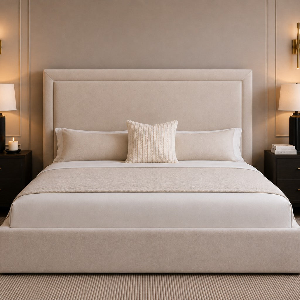 Trieste Framed Border Tall Headboard Upholstered Bed Frame