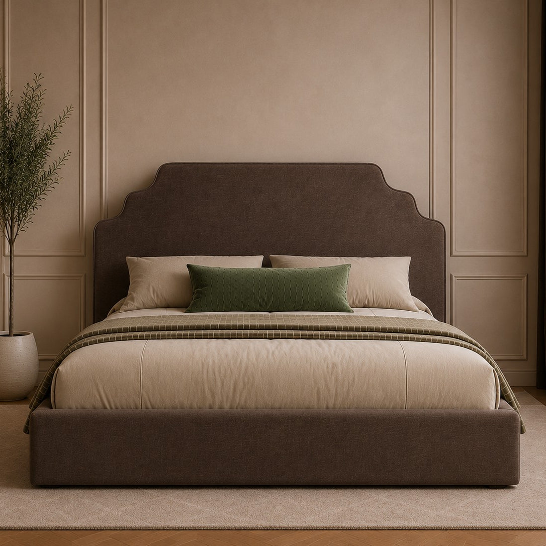 Urbino Scalloped Shaped Headboard Upholstered Bed Frame