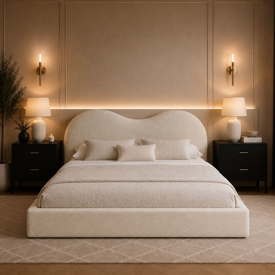 Varenna Cloud Curved Headboard Upholstered Bed Frame