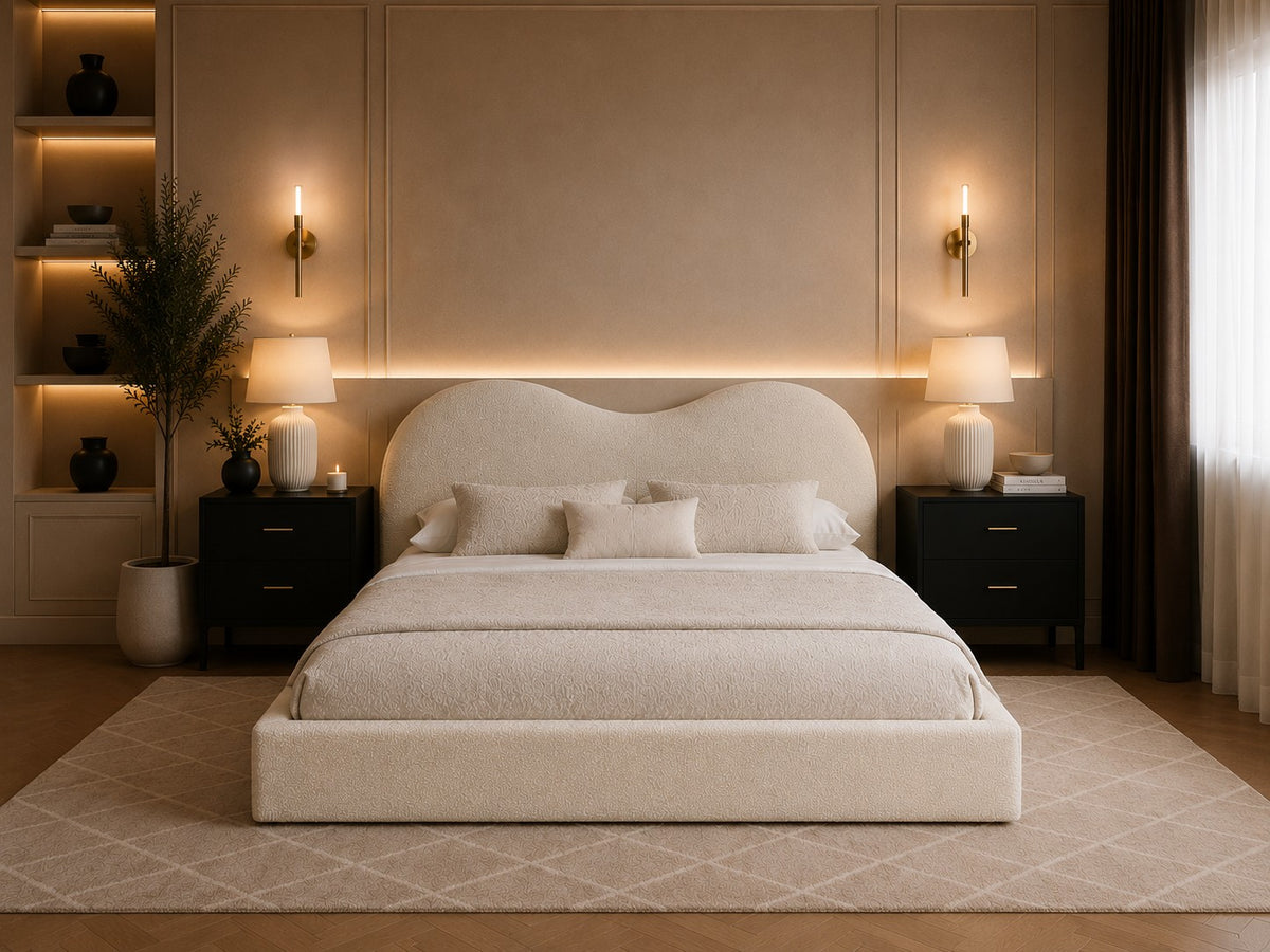 Varenna Cloud Curved Headboard Upholstered Bed Frame