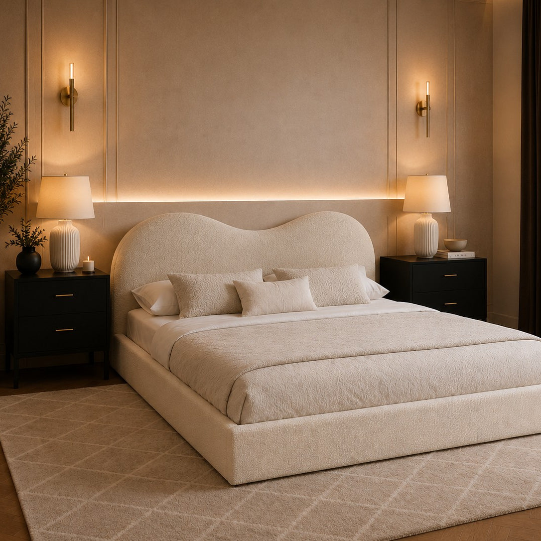 Varenna Cloud Curved Headboard Upholstered Bed Frame