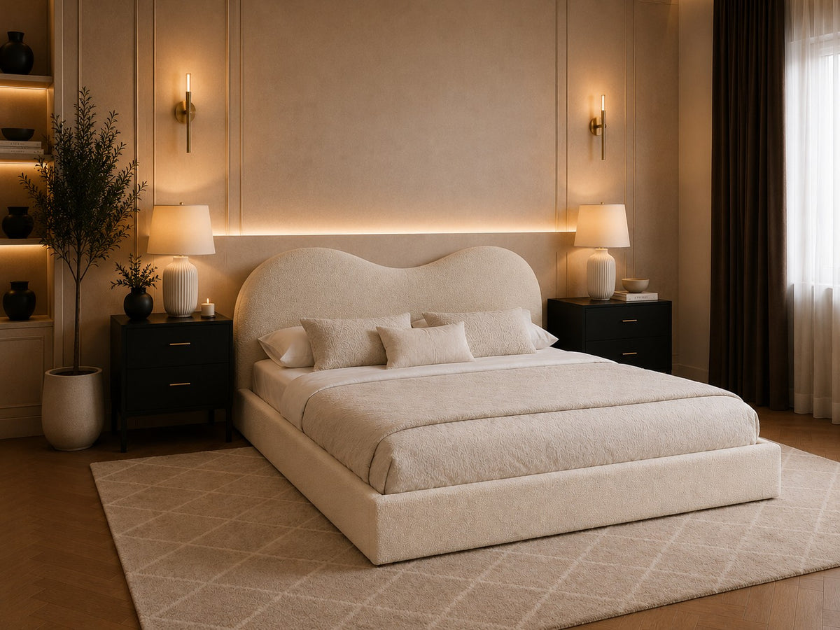 Varenna Cloud Curved Headboard Upholstered Bed Frame