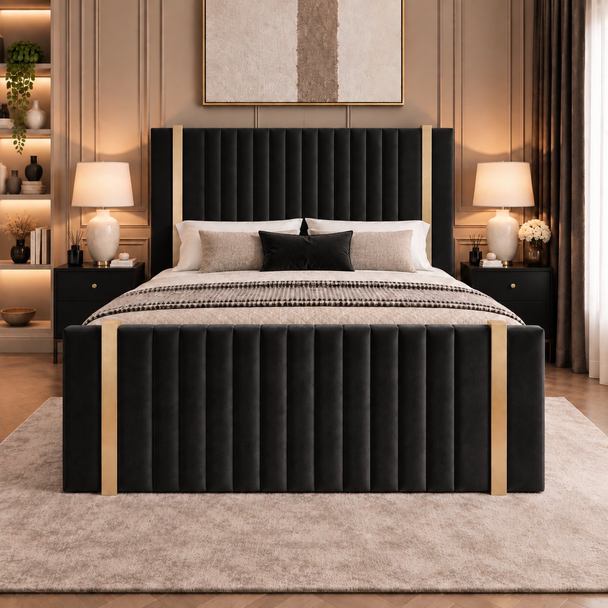 Vasto bed in black, front view