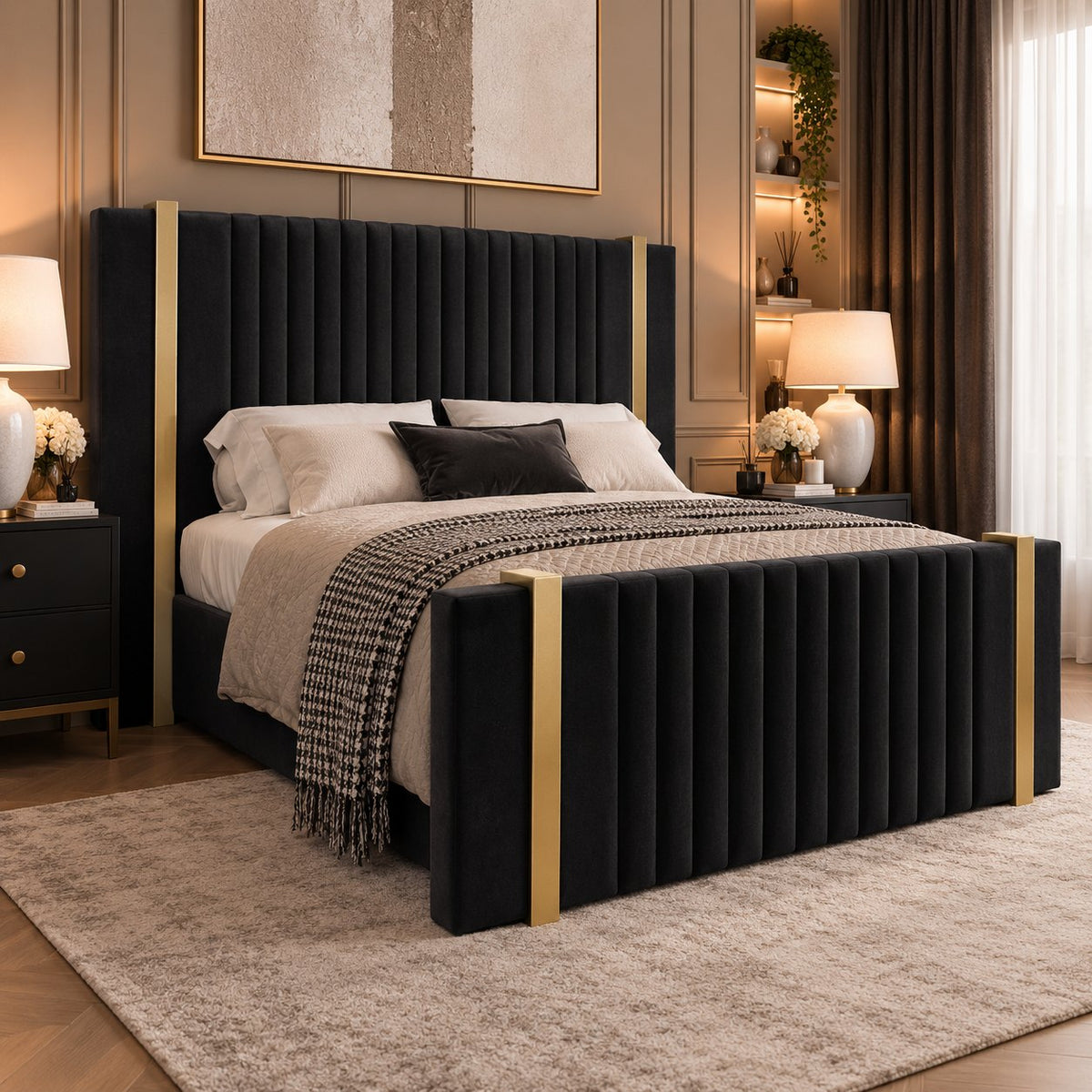 Vasto bed in black, side view