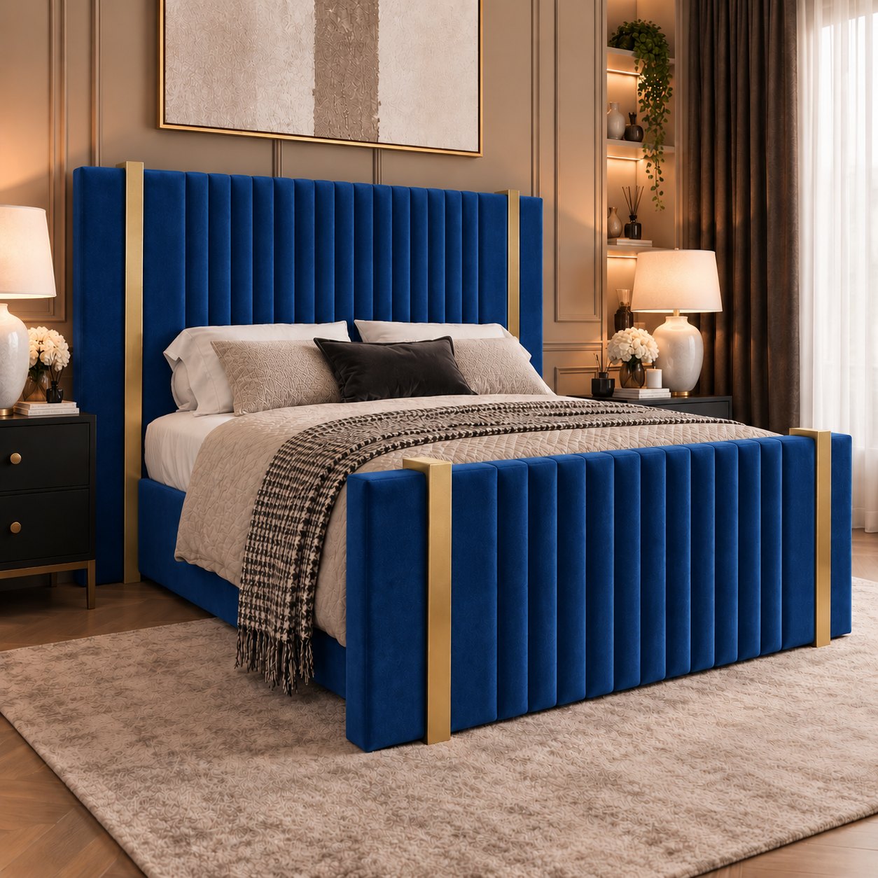 Vasto bed in blue, side view
