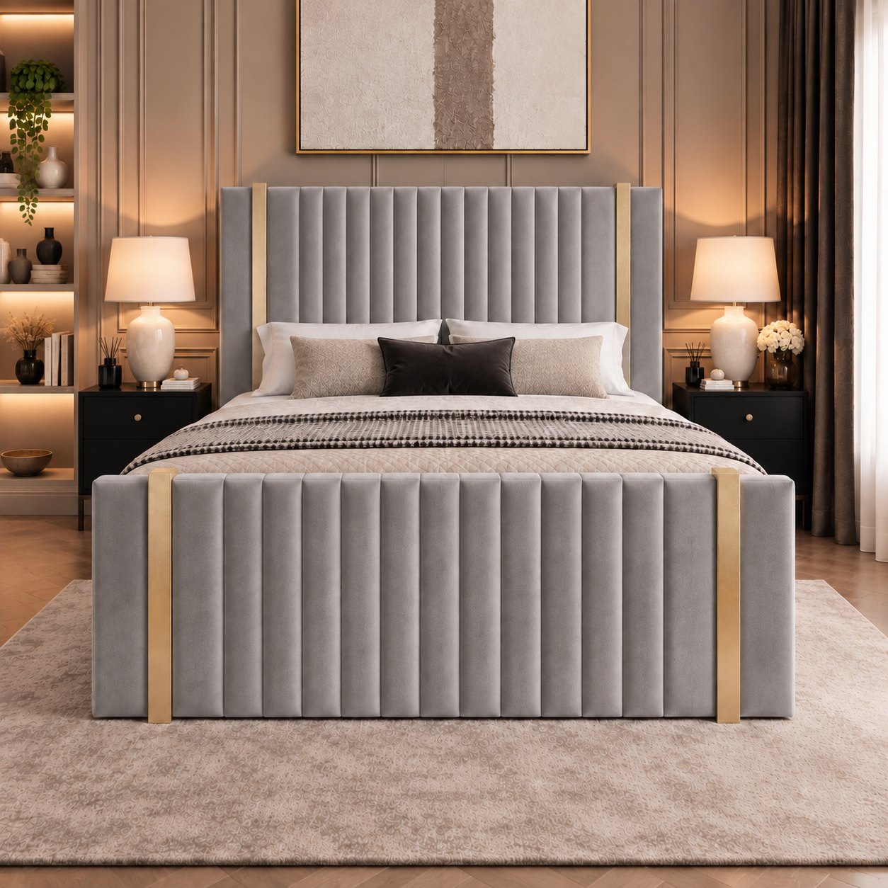 Vasto bed in grey, front view