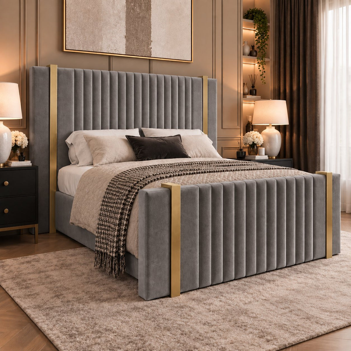 Vasto bed in grey, side view