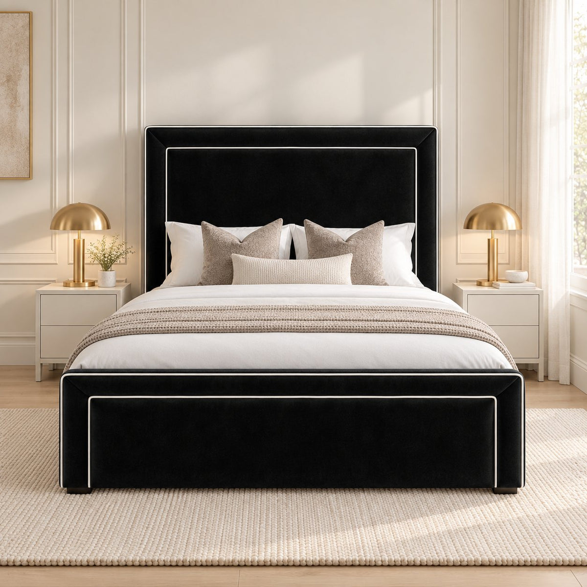 Vieste bed in black, front view