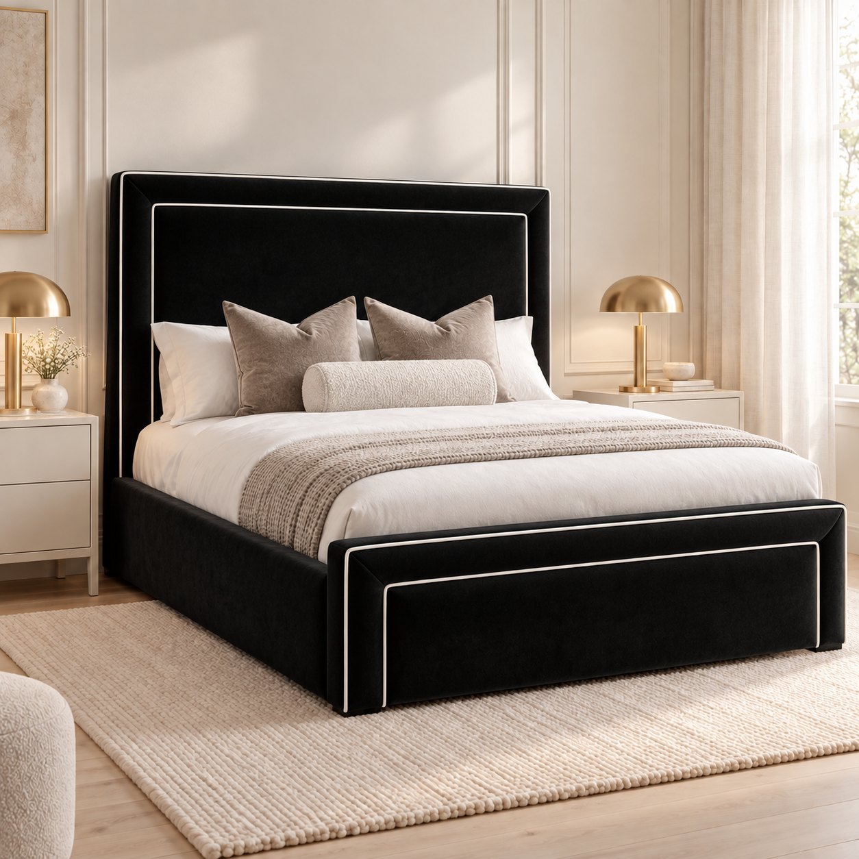 Vieste bed in black, side view