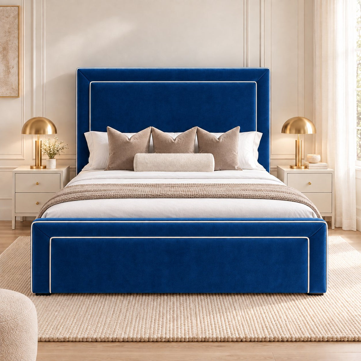 Vieste bed in blue, front view